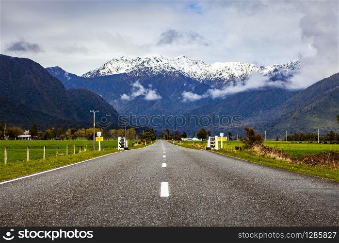 beautiful road in hokitika town west coast of southland new zealand