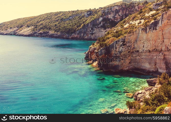 Beautiful rocky coastline in Greece