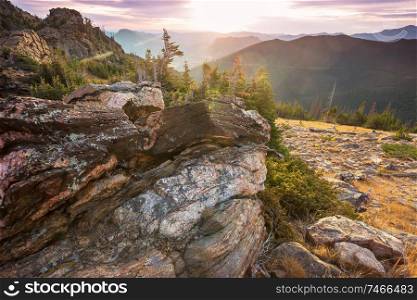 Beautiful Rocky mountains in Colorado. Travel and hiking background.