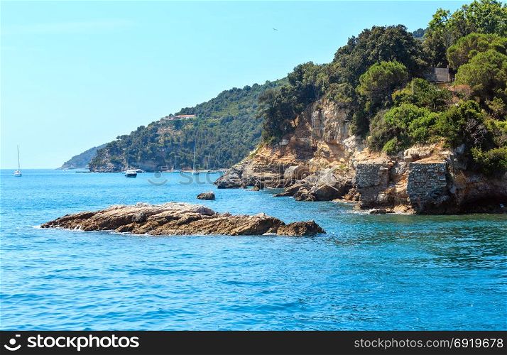 Beautiful rocky sea coast just near Palmaria island in Portovenere, in the Gulf of Poets (La Spezia, Liguria, Italy).