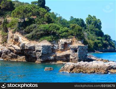 Beautiful rocky sea coast just near Palmaria island in Portovenere, in the Gulf of Poets (La Spezia, Liguria, Italy)