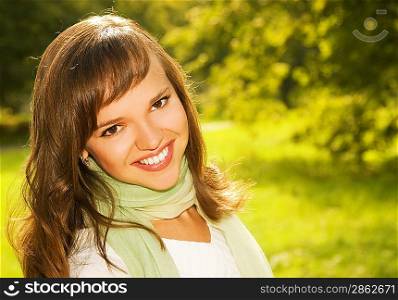 Beautiful romantic brunette close-up portrait