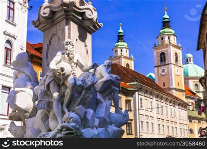 Beautiful romantic Ljubljana capital city of Slovenia