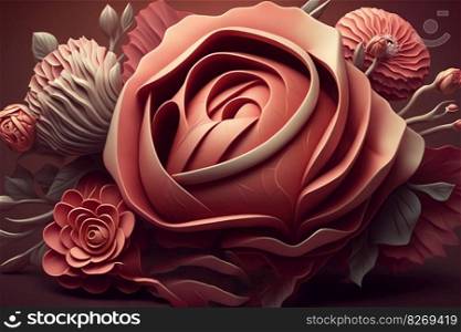 Beautiful romantic rose petals flower background wallpaper, AI Generative