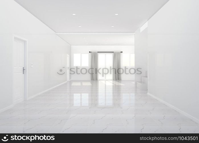 Beautiful room, Empty room and tiles floor , 3D rendering