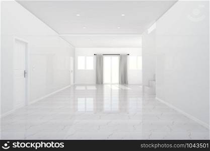 Beautiful room, Empty room and tiles floor , 3D rendering