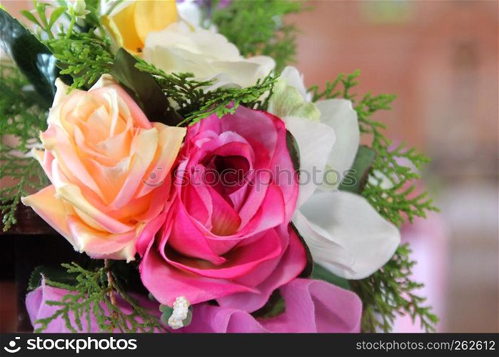 beautiful rose artificial flower as valentine background