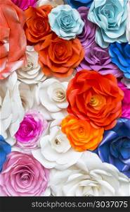 Beautiful rose wall made of colorful paper, valentines day backg. Beautiful rose wall made of colorful paper, valentines day background