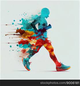 beautiful running person shoes in action. Fast running, speed, forward movement. Dry paint drawing ai generative. beautiful running person shoes in action