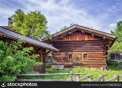 Beautiful rustic wooden house. Traditional architecture