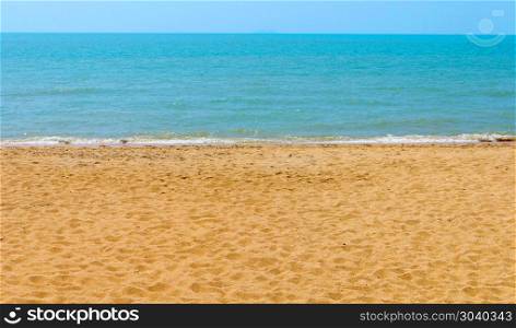 Beautiful sand beach and blue sky. Beautiful sand beach