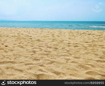 Beautiful sand beach and blue sky. Sand beach