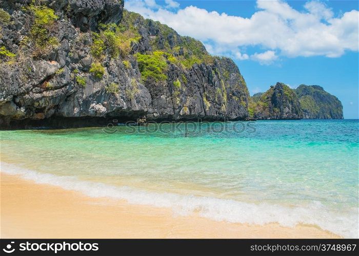 Beautiful sandy beach and sea shore, Palawan, Philippines