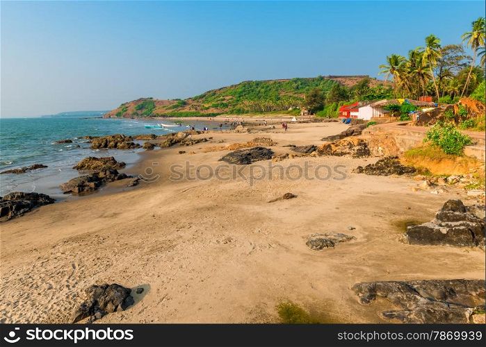 beautiful sandy beach in North Goa