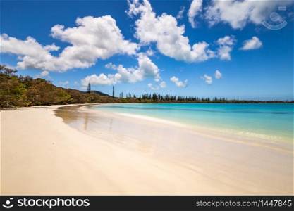 Beautiful sandy beach on the Isle of Pines in New Caledonia
