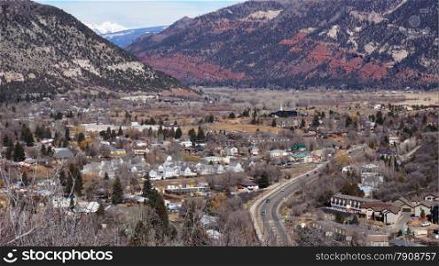 Beautiful scene of Durango, Colorado from the top