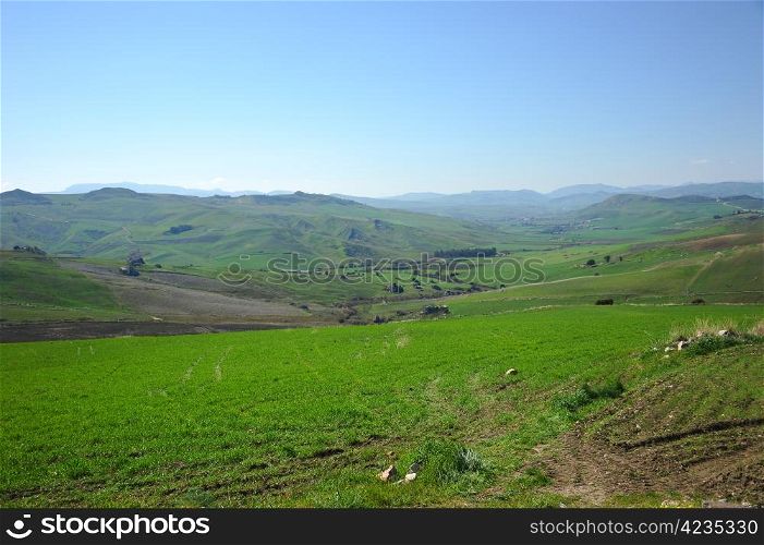 Beautiful scenery of Sicily in a spring
