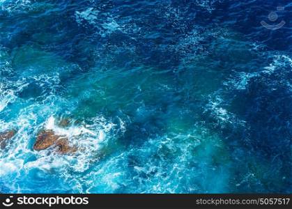 Beautiful sea background, abstract natural backdrop, clean transparent blue water, good summer weather, travel and vacation concept