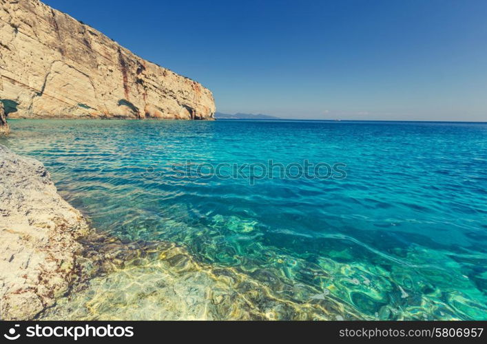 Beautiful sea landscapes on Zakynthos Island in Greece