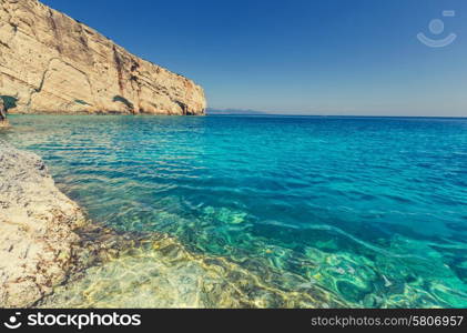 Beautiful sea landscapes on Zakynthos Island in Greece