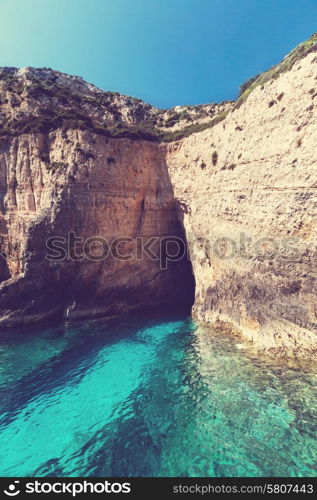 Beautiful sea landscapes on Zakynthos Island in Greece