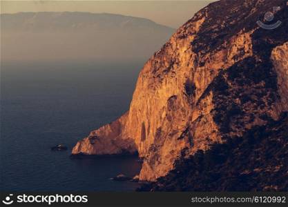 Beautiful sea landscapes on Zakynthos Island in Greece