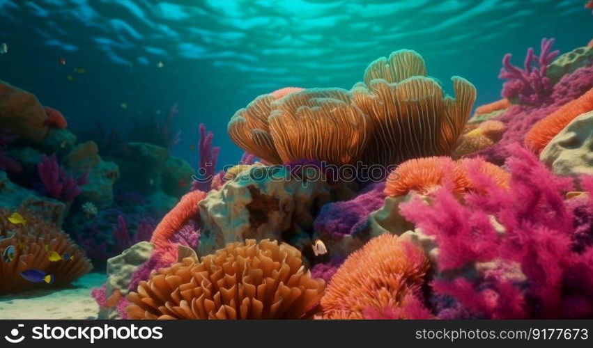 Beautiful sea reef background. Illustration AI Generative
