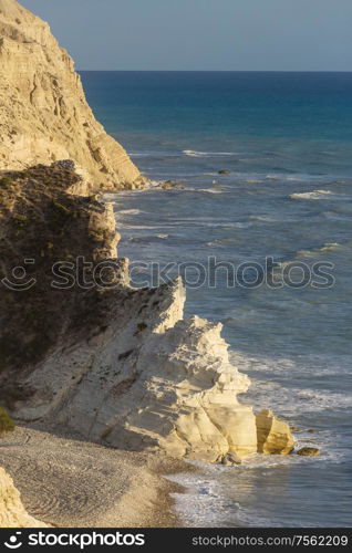 Beautiful sea shore in Cyprus at sunrise