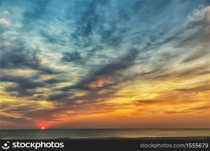 Beautiful sea sunset or sunrise with stunning clouds