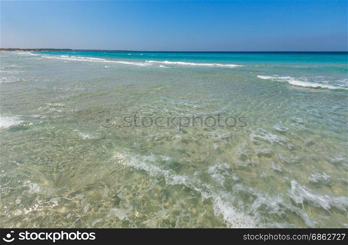 Beautiful sea surf, summer seascape view from beach.