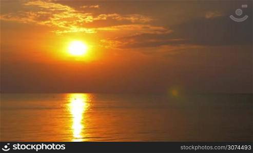 Beautiful sea view at sunset. Sun track on water.
