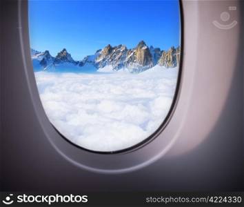 beautiful sea view from the window of plane