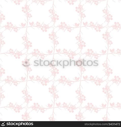 Beautiful seamless pattern with floral and birds