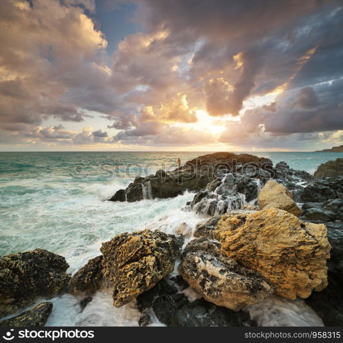 Beautiful seascape at sundown. Nature composition.