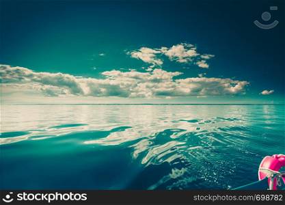 Beautiful seascape evening sea horizon and sky. Tranquil scene. Natural composition of blue water nature. Beautiful seascape evening sea horizon and sky