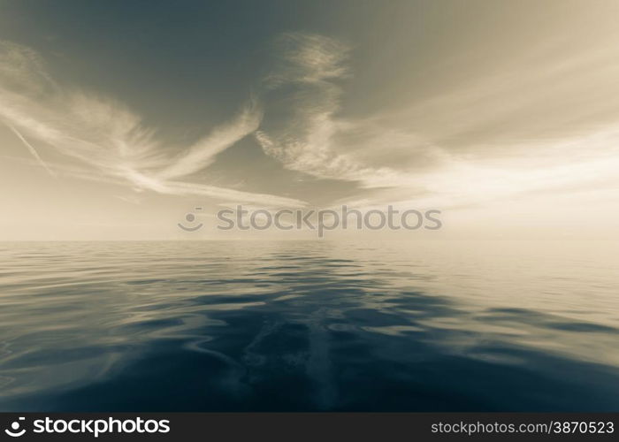 Beautiful seascape evening sea horizon and sky. Tranquil scene. Natural composition of nature. Landscape.