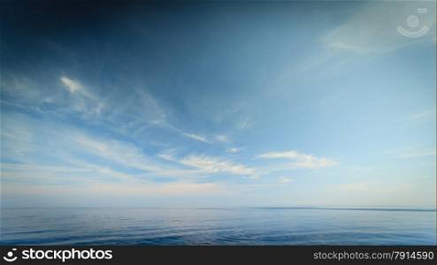 Beautiful seascape evening sea horizon and sky. Tranquil scene. Natural composition of nature. Landscape.