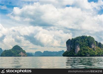 beautiful seascape on a sunny day at a resort in Thailand, view from the boat
