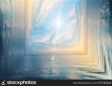 Beautiful seascape reflection. Abstract and background composition of nature.