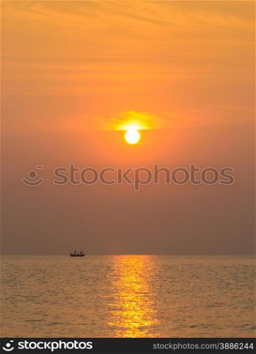 Beautiful seascape sunrise with boat