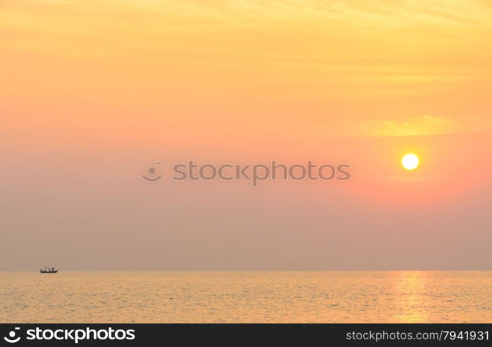 Beautiful seascape sunrise with boat