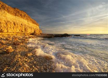 Beautiful seascape. Sunset on the sea. Composition of nature.