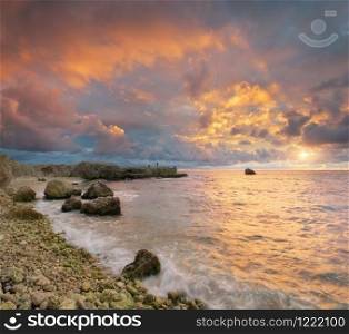 Beautiful seascape. Sunset on the sea. Composition of nature.