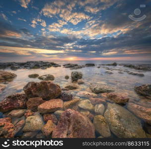 Beautiful seascape sunset. Sunset on the sea. Nature composition