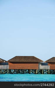 beautiful seascape with water villas in Maldivian Island