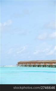 beautiful seascape with water villas in Maldivian Island