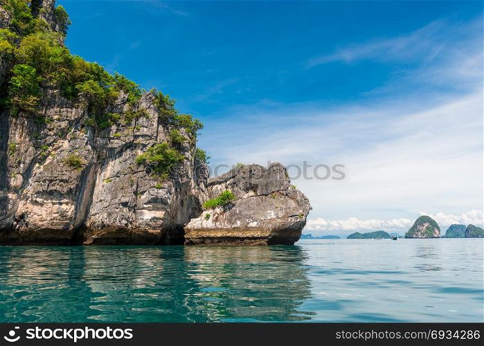 beautiful seascapes of Krabi Province, Thailand on a sunny day