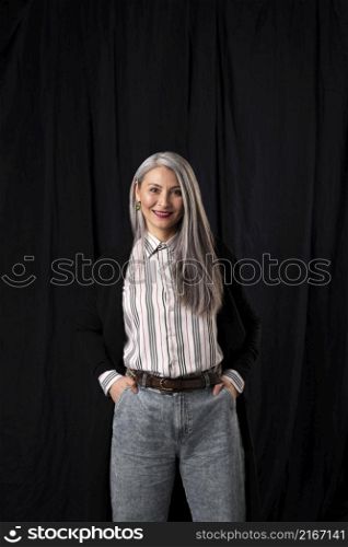 beautiful senior woman portrait formal clothes