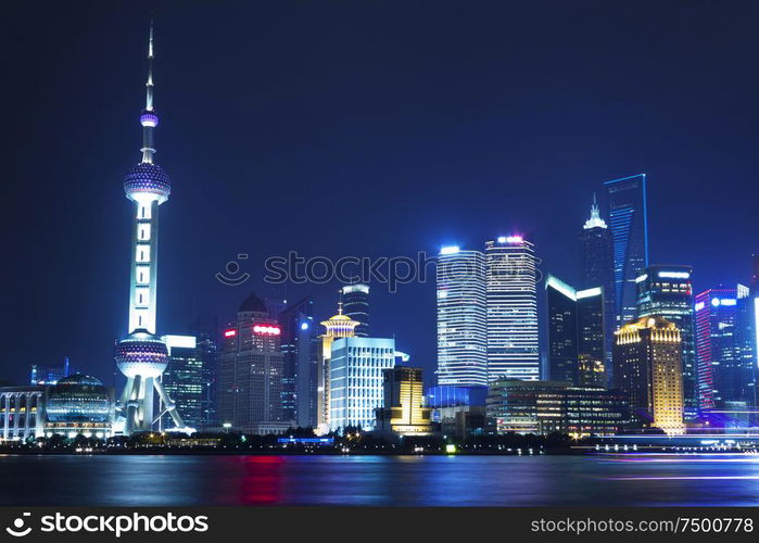 Beautiful Shanghai Pudong skyline at night