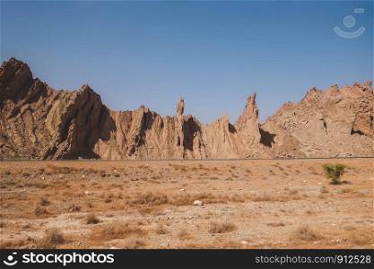 Beautiful shape of eroded mountain ridges in Minab, Iran.